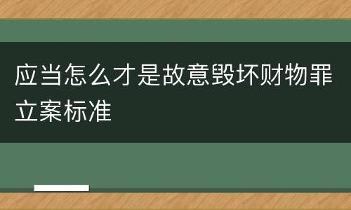 应当怎么才是故意毁坏财物罪立案标准