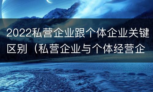 2022私营企业跟个体企业关键区别（私营企业与个体经营企业的区别）