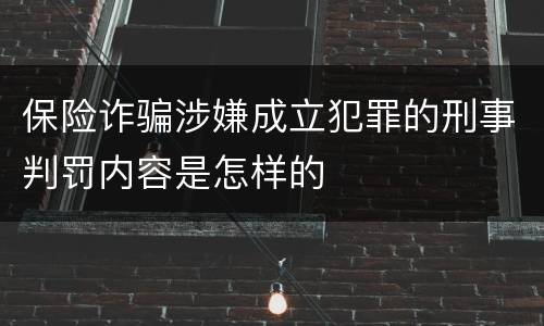 保险诈骗涉嫌成立犯罪的刑事判罚内容是怎样的