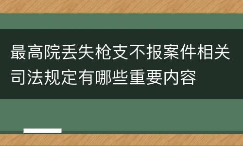 最高院丢失枪支不报案件相关司法规定有哪些重要内容
