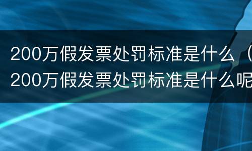 200万假发票处罚标准是什么（200万假发票处罚标准是什么呢）