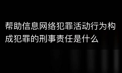 帮助信息网络犯罪活动行为构成犯罪的刑事责任是什么