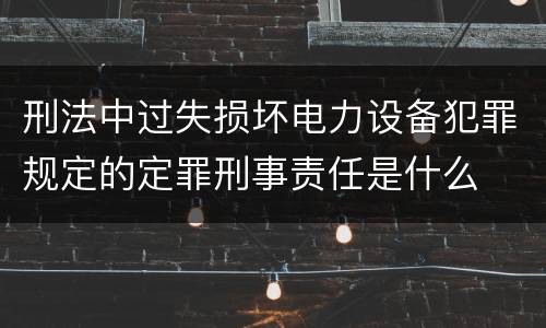 刑法中过失损坏电力设备犯罪规定的定罪刑事责任是什么