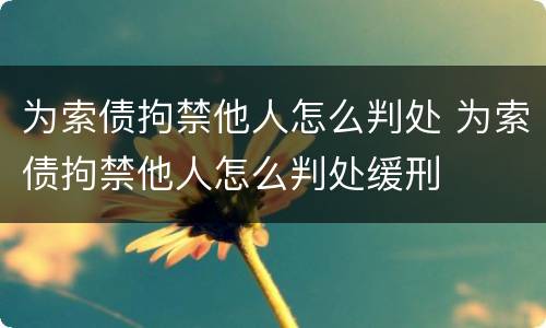 为索债拘禁他人怎么判处 为索债拘禁他人怎么判处缓刑