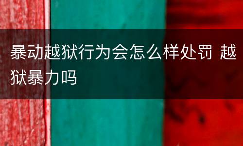 暴动越狱行为会怎么样处罚 越狱暴力吗