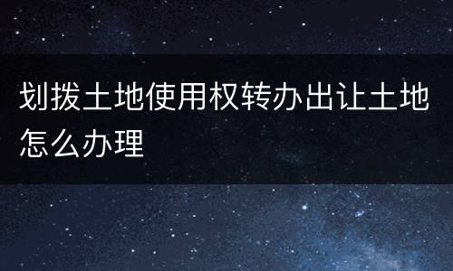 划拨土地使用权转办出让土地怎么办理