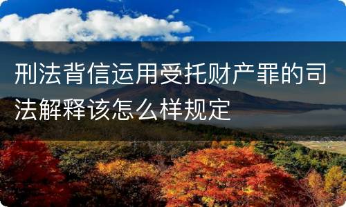 刑法背信运用受托财产罪的司法解释该怎么样规定