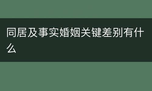 同居及事实婚姻关键差别有什么