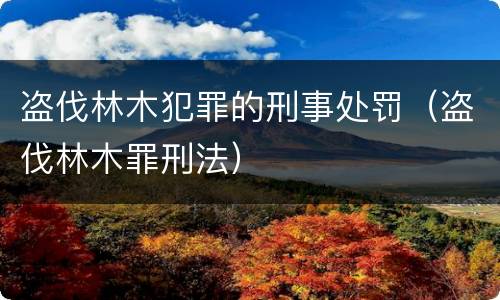 盗伐林木犯罪的刑事处罚（盗伐林木罪刑法）