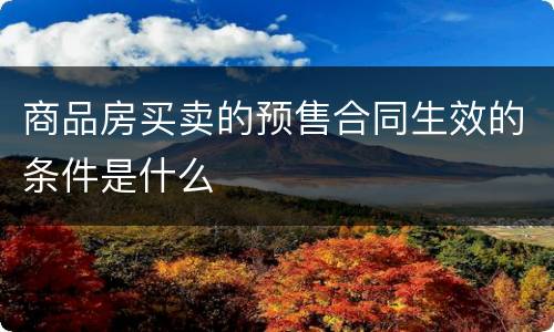 商品房买卖的预售合同生效的条件是什么