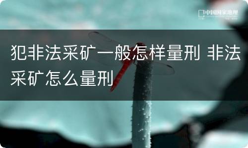 犯非法采矿一般怎样量刑 非法采矿怎么量刑