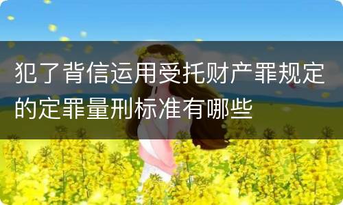 犯了背信运用受托财产罪规定的定罪量刑标准有哪些