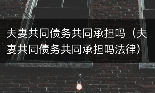 夫妻共同债务共同承担吗（夫妻共同债务共同承担吗法律）