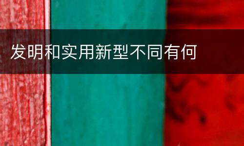 发明和实用新型不同有何