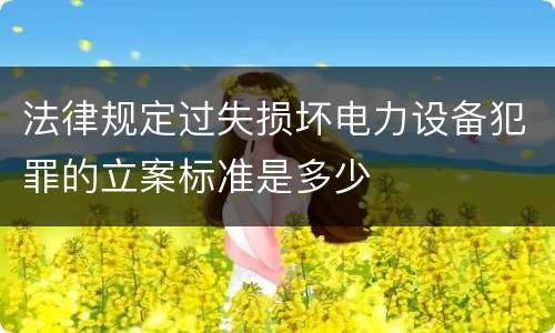 法律规定过失损坏电力设备犯罪的立案标准是多少