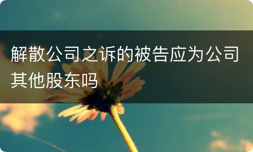 解散公司之诉的被告应为公司其他股东吗