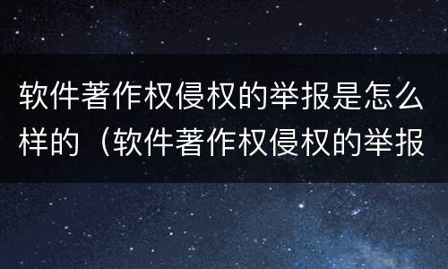 软件著作权侵权的举报是怎么样的（软件著作权侵权的举报是怎么样的行为）