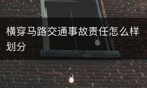 横穿马路交通事故责任怎么样划分