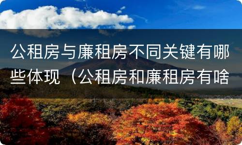 公租房与廉租房不同关键有哪些体现（公租房和廉租房有啥不同）