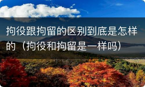 拘役跟拘留的区别到底是怎样的（拘役和拘留是一样吗）