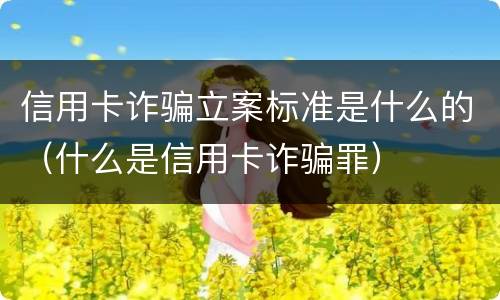 信用卡诈骗立案标准是什么的（什么是信用卡诈骗罪）