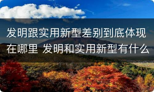 发明跟实用新型差别到底体现在哪里 发明和实用新型有什么区别