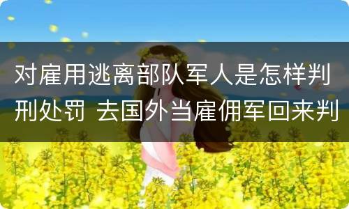 对雇用逃离部队军人是怎样判刑处罚 去国外当雇佣军回来判刑吗