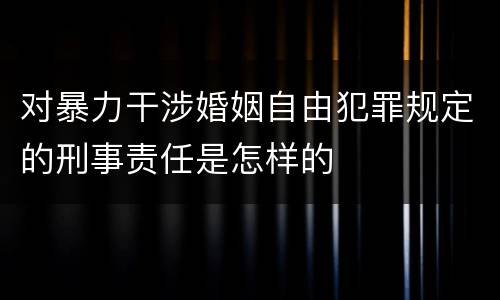 对暴力干涉婚姻自由犯罪规定的刑事责任是怎样的