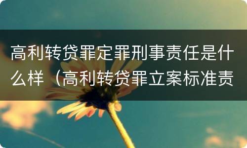 高利转贷罪定罪刑事责任是什么样（高利转贷罪立案标准责任主体）