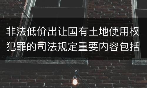 非法低价出让国有土地使用权犯罪的司法规定重要内容包括什么