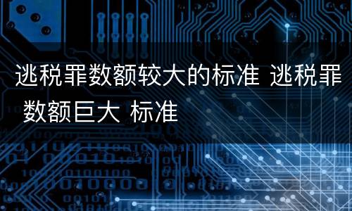 逃税罪数额较大的标准 逃税罪 数额巨大 标准