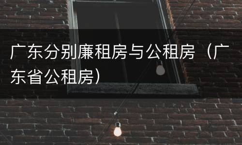 广东分别廉租房与公租房（广东省公租房）