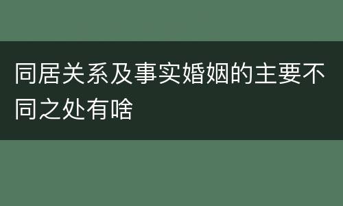 同居关系及事实婚姻的主要不同之处有啥