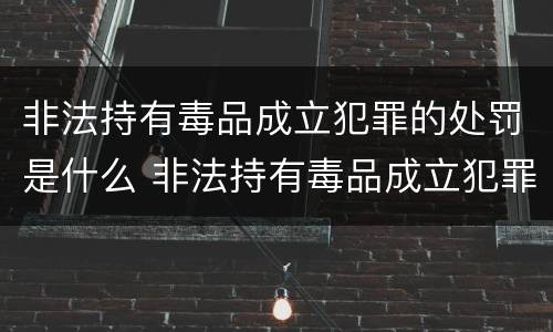 非法持有毒品成立犯罪的处罚是什么 非法持有毒品成立犯罪的处罚是什么行为