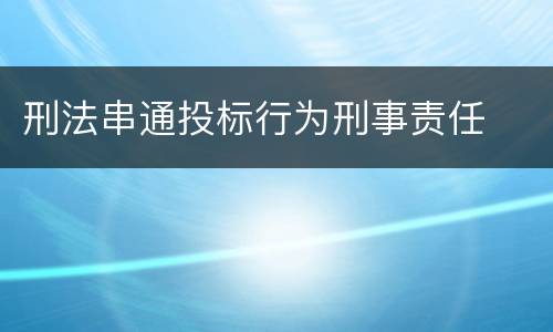 刑法串通投标行为刑事责任