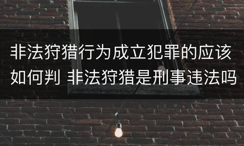 非法狩猎行为成立犯罪的应该如何判 非法狩猎是刑事违法吗
