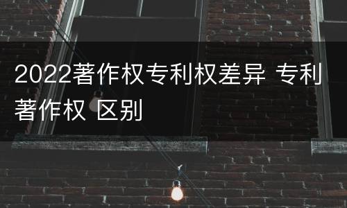 2022著作权专利权差异 专利 著作权 区别
