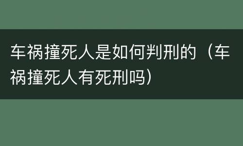 车祸撞死人是如何判刑的（车祸撞死人有死刑吗）