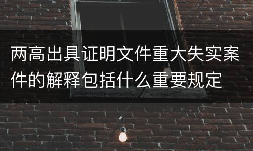 两高出具证明文件重大失实案件的解释包括什么重要规定