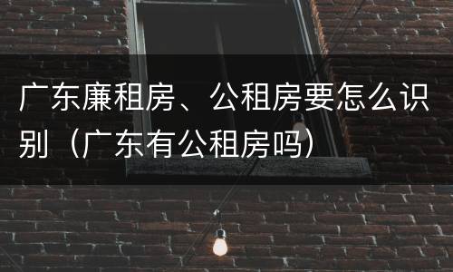 广东廉租房、公租房要怎么识别（广东有公租房吗）