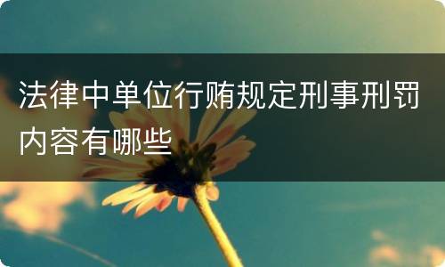 法律中单位行贿规定刑事刑罚内容有哪些