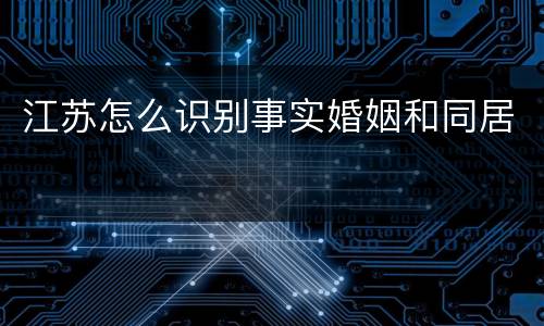 江苏怎么识别事实婚姻和同居