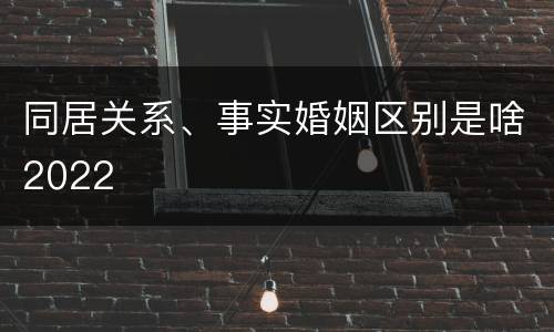 同居关系、事实婚姻区别是啥2022