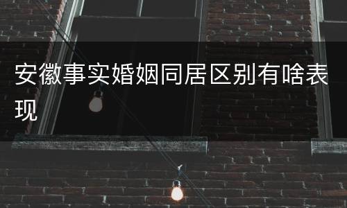 安徽事实婚姻同居区别有啥表现