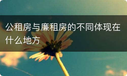 公租房与廉租房的不同体现在什么地方