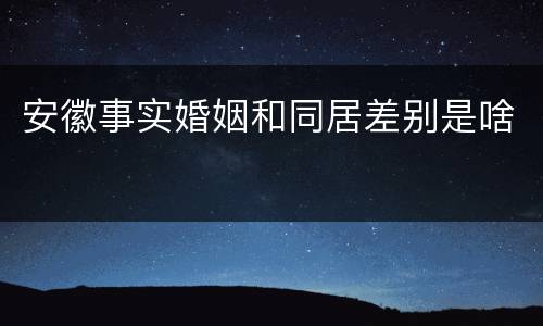 安徽事实婚姻和同居差别是啥