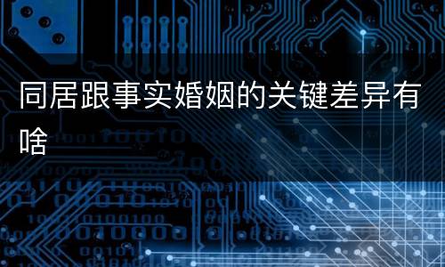 同居跟事实婚姻的关键差异有啥