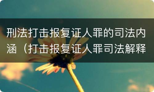 刑法打击报复证人罪的司法内涵（打击报复证人罪司法解释）