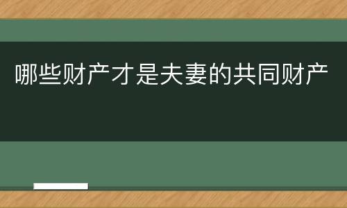 哪些财产才是夫妻的共同财产