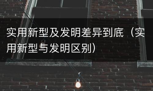 实用新型及发明差异到底（实用新型与发明区别）